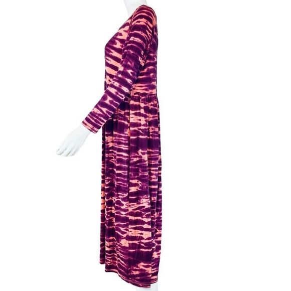 Terra & Sky Tie Dye Ripple Long Sleeve Maxi Dress - Picture 4 of 10